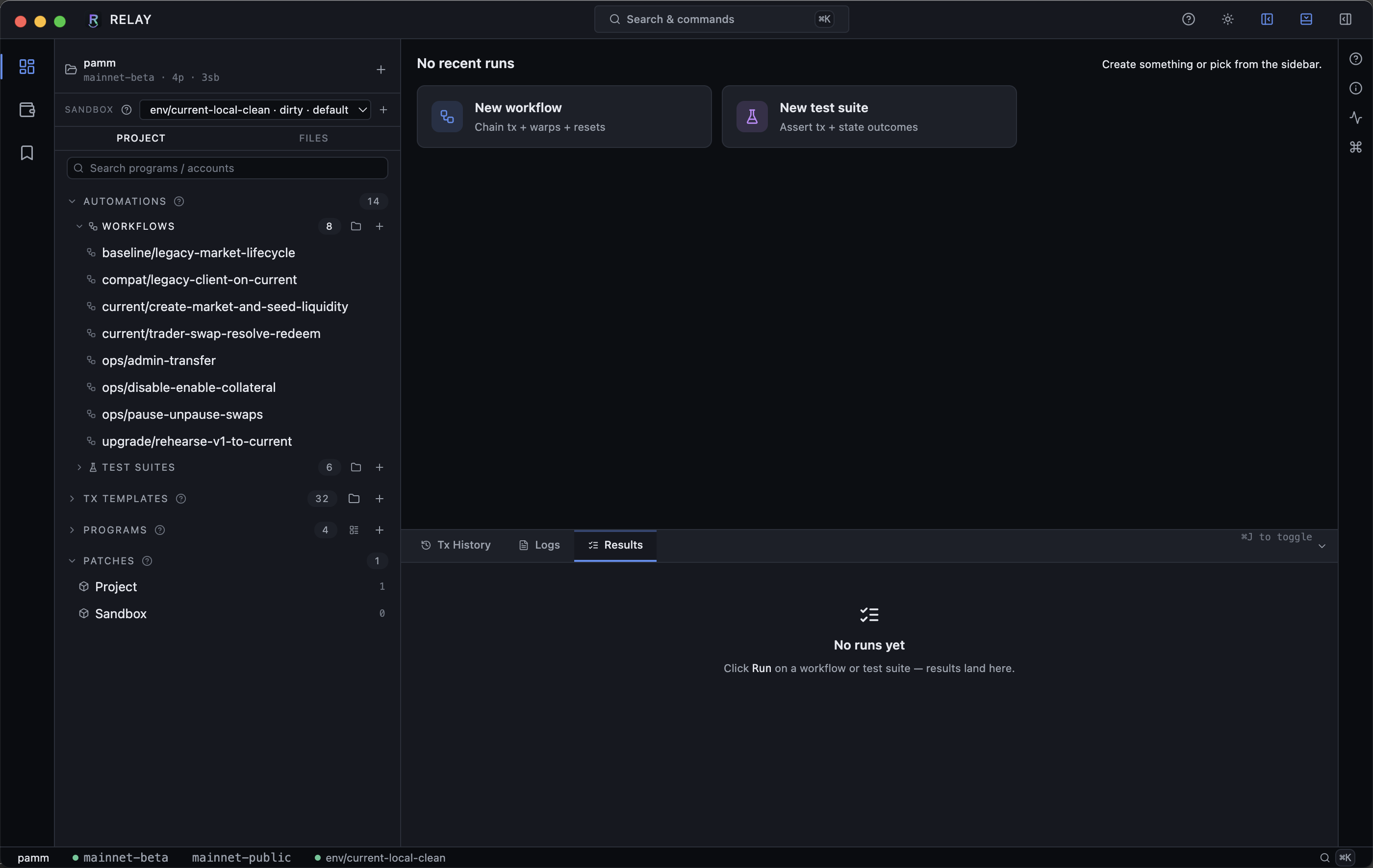 Sidebar with Workflows group expanded showing 8 workflows